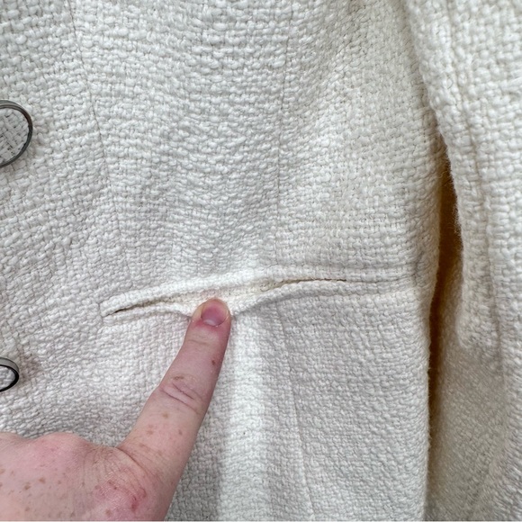 Club Monaco Cream Double Breasted Textured Tweed Blazer Academia Classic Size 2 - Picture 5 of 7